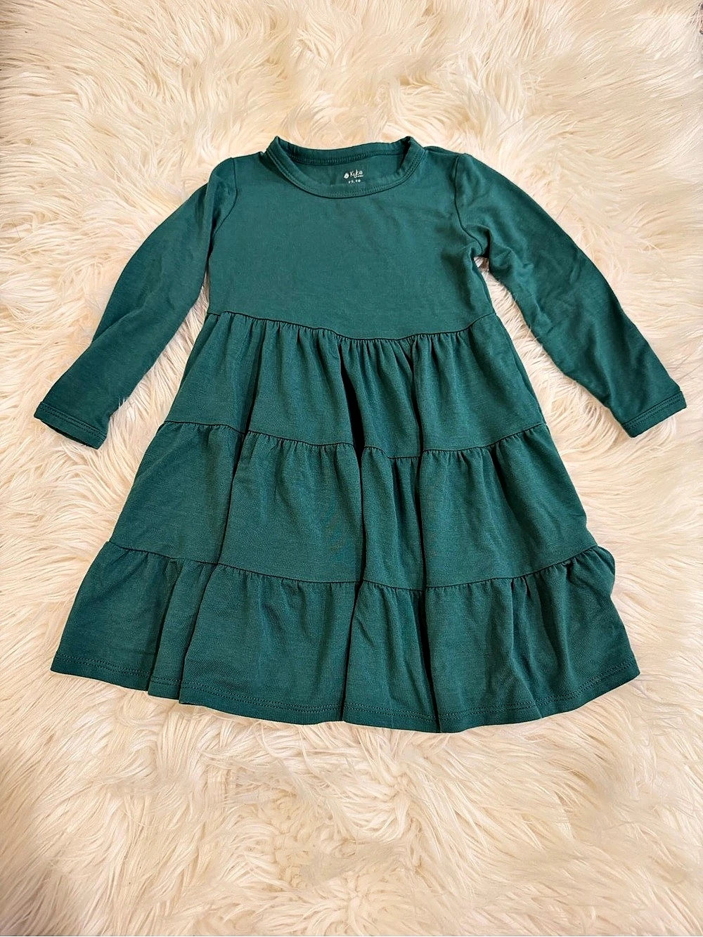 Kyte BABY Long Sleeve Tiered Dress Green Size 12-18M